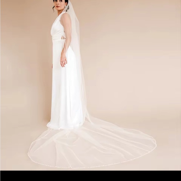 Sparkle Beaded Border Single Tier Cathedral Veil main image 4